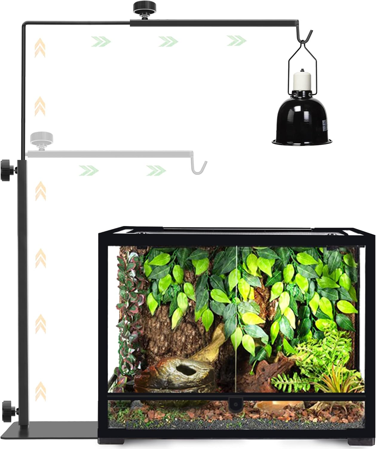 Soporte de lámpara ajustable Neptonion de 35 a 66 cm, fabricado en metal de alta calidad, resistente a temperaturas extremas. Soporta hasta 2,3 kg, ideal para todas las lámparas de reptil. Diseño de b