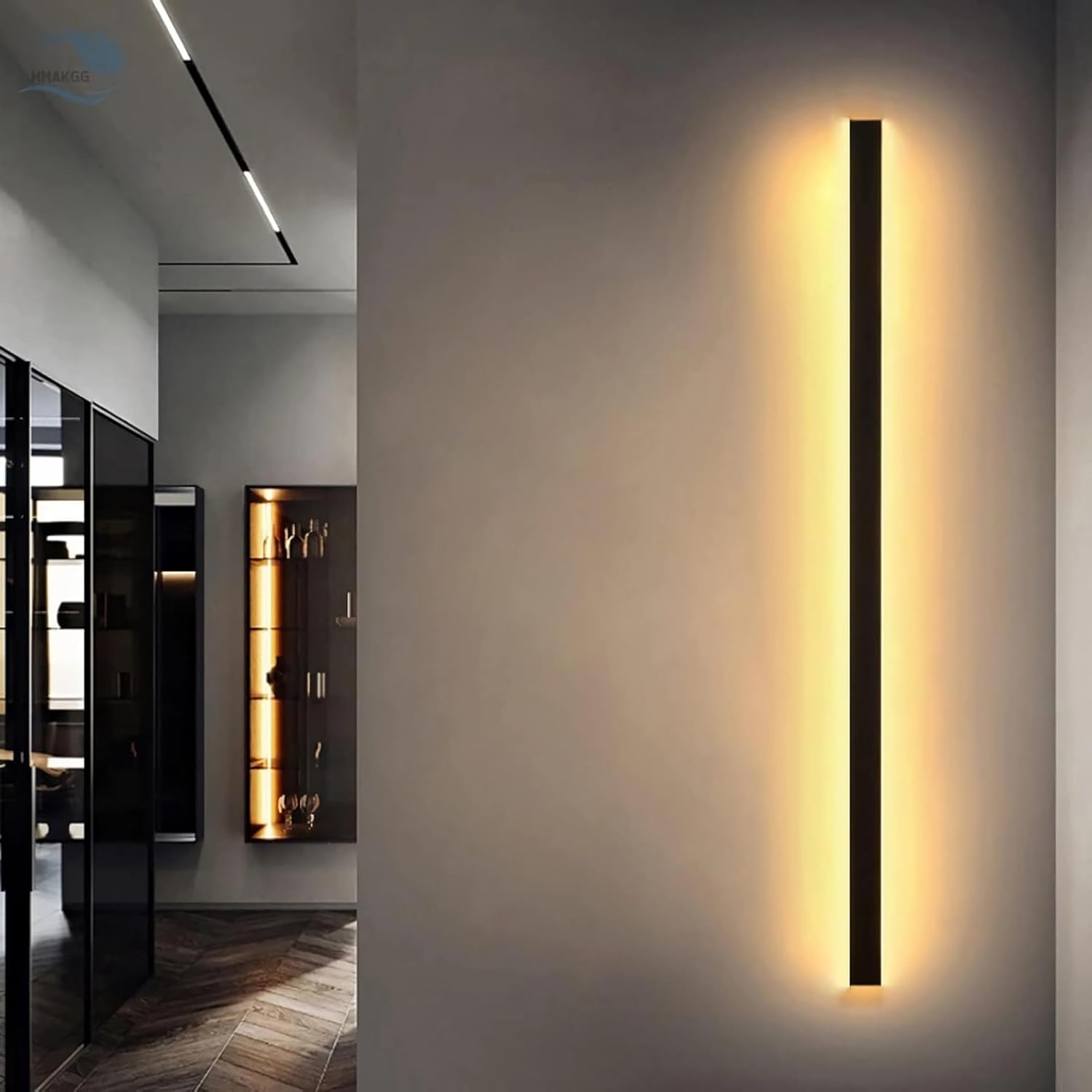 Lámpara de pared LED HMAKGG de 20W con diseño delgado y moderno. Fabricada con base de metal y cubierta de acrílico, ofrece 3 temperaturas de color (2700-6500K) ajustables mediante interruptor. Ideal 