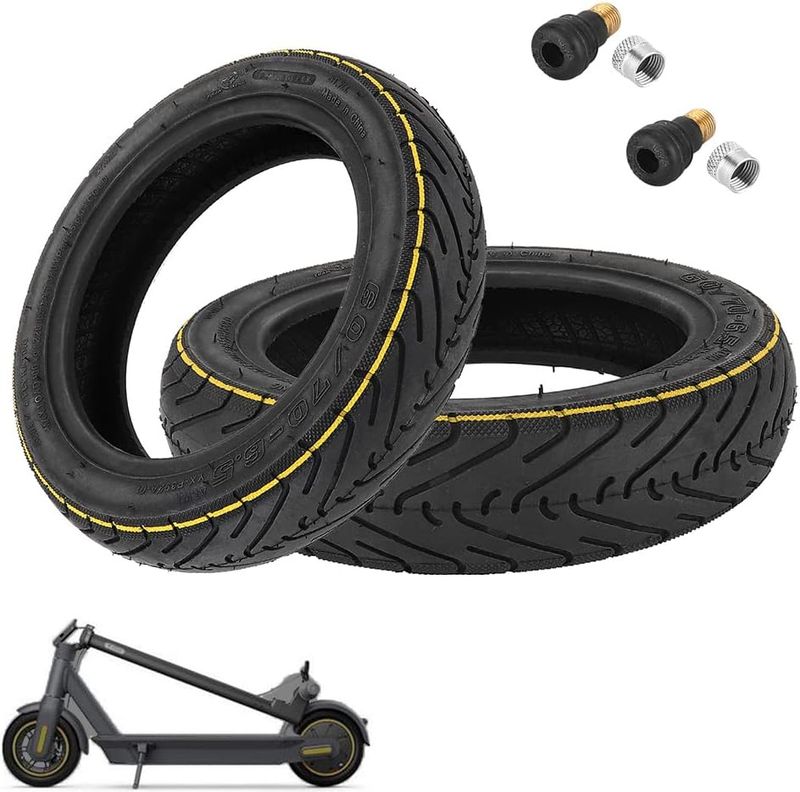 Dexian - Rueda de repuesto eléctrica para bicicleta Ninebot MAX G30/G30E/G30LP, 10 pulgadas, resistente, neumático y amortiguador, 2 unidades