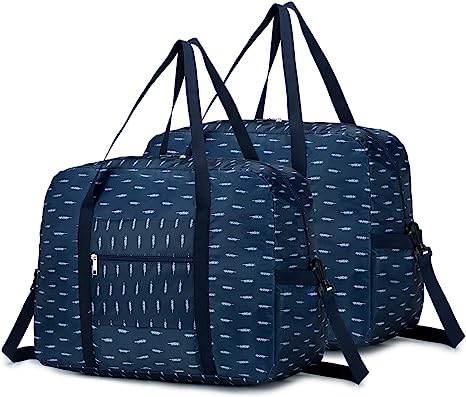 BAGZY Bolso de Viaje 45x36x20 Plegable Bolsa de Hombro de Gimnasio Bolsa Deportiva Mano Maleta de Viaje Weekend Cabina de Equipaje Bolso Holdall Bolsa Fines de Semana Equipaje 40L Pluma(x2)