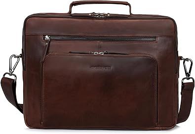 Marc Peter Funda para portátil Auckland de 15,6 pulgadas, de piel, bandolera para portátil, maletín para ordenador portátil, bolso para hombre y mujer
