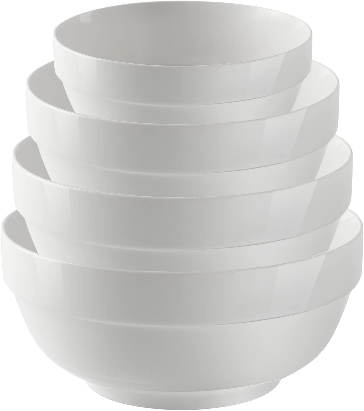 Juego de cuencos de cerámica JSYMJSY, juego de 4, 2000 | 1400 | 800 | Cuenco de porcelana de hueso de 500 ml, cuenco blanco para servir, cuenco para mezclar, ensaladera, cuenco de cereales, cuenco de 