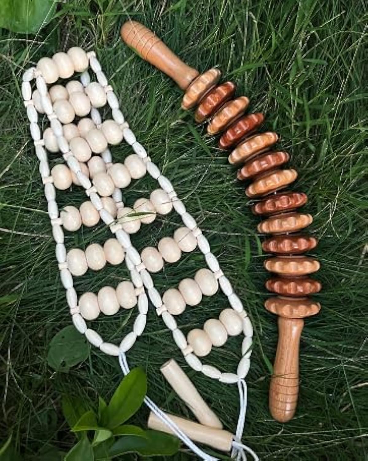 Rodillo de masaje para espalda con mango, set de Maderoterapia, dispositivo de masaje anticelulitis, masajeador de madera, adecuado para cuello, piernas, espalda, cuerpo, 2 unidades