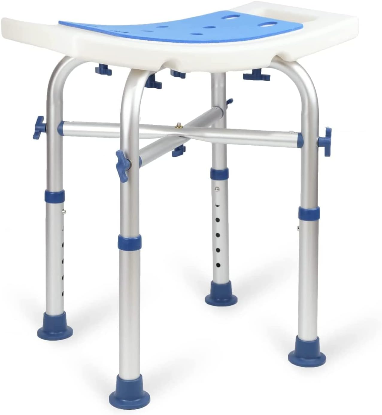 LandTale Taburete de ducha resistente, 500 lb, montaje sin herramientas, antideslizante, estable, altura ajustable, taburete de ducha de baño estrecho para ancianos, personas mayores, discapacitados y