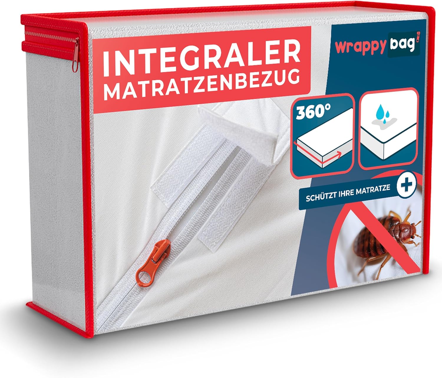 Wrappybag protector de colchón impermeable - funda de colchón anti chinches y ácaros - protector de colchón sin productos químicos - superficie suave de algodón - 160 x 200 x 20