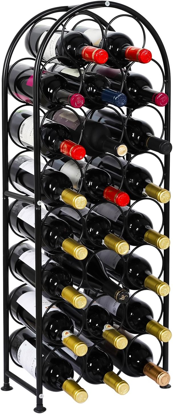 Botellero metálico EasyPAG para 23 botellas, de pie, para el hogar y la cocina, color negro