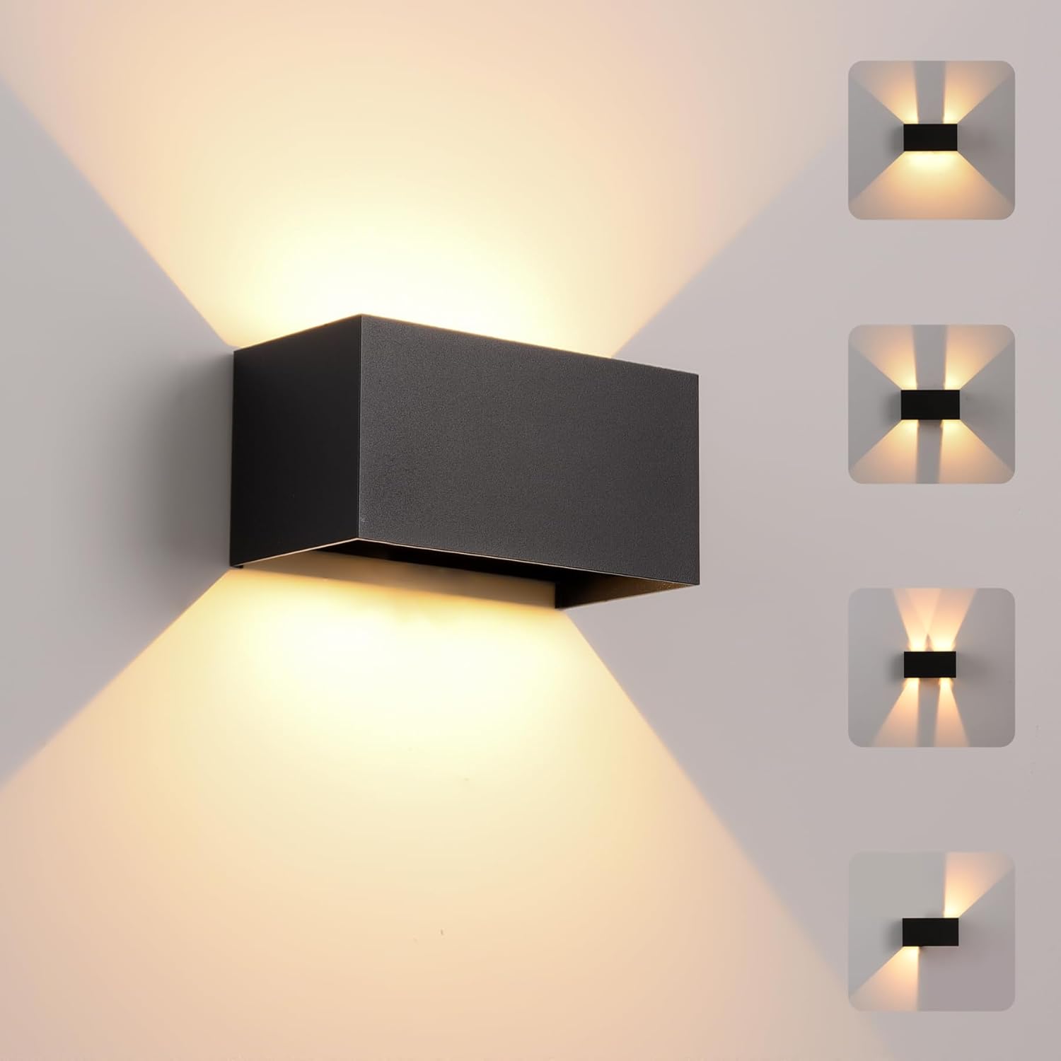 Aplique LED 24W con 1400 LM, temperatura de color de 3000K y diseño en aluminio resistente. Protección IP65 contra agua y polvo, ideal para uso interior y exterior. Dimensiones: 20x10x10 cm. Vida útil