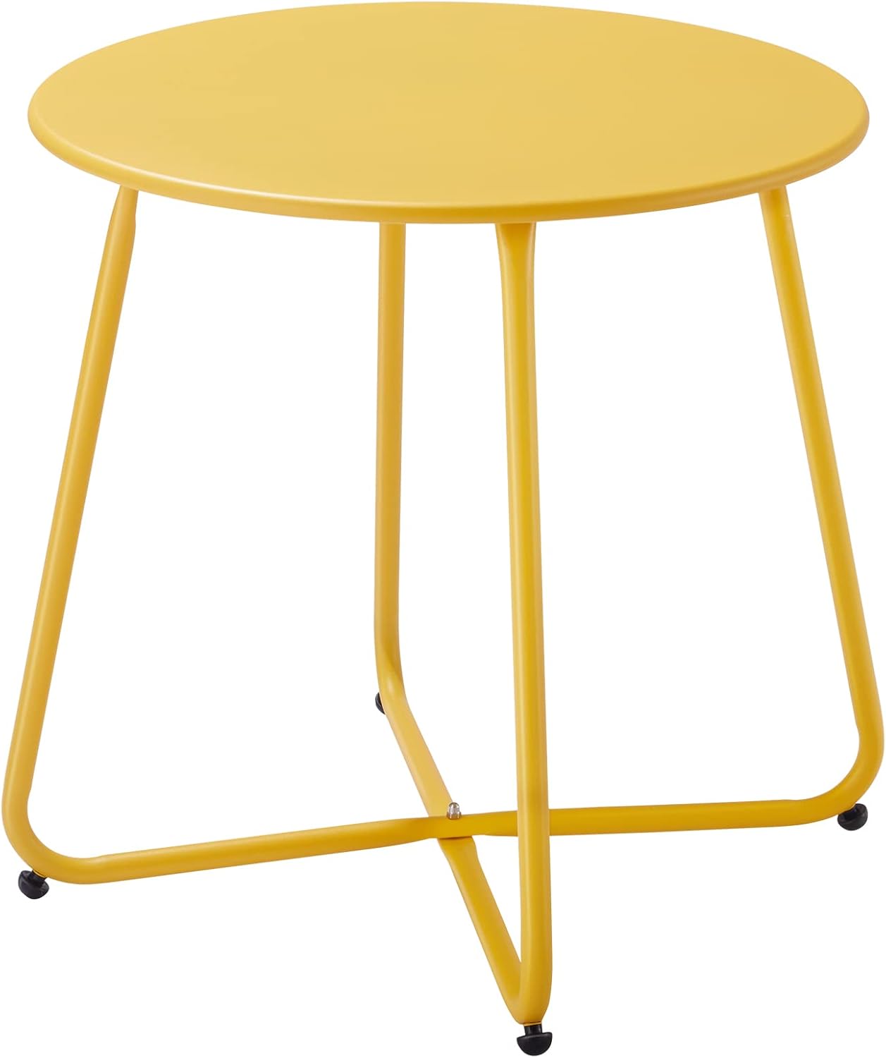 Fokebel Mesa auxiliar pequeña de metal, mesa auxiliar redonda para jardín, mesa de centro y mesa de centro con patas ajustables (amarillo, diámetro 45 x 45 alto cm)