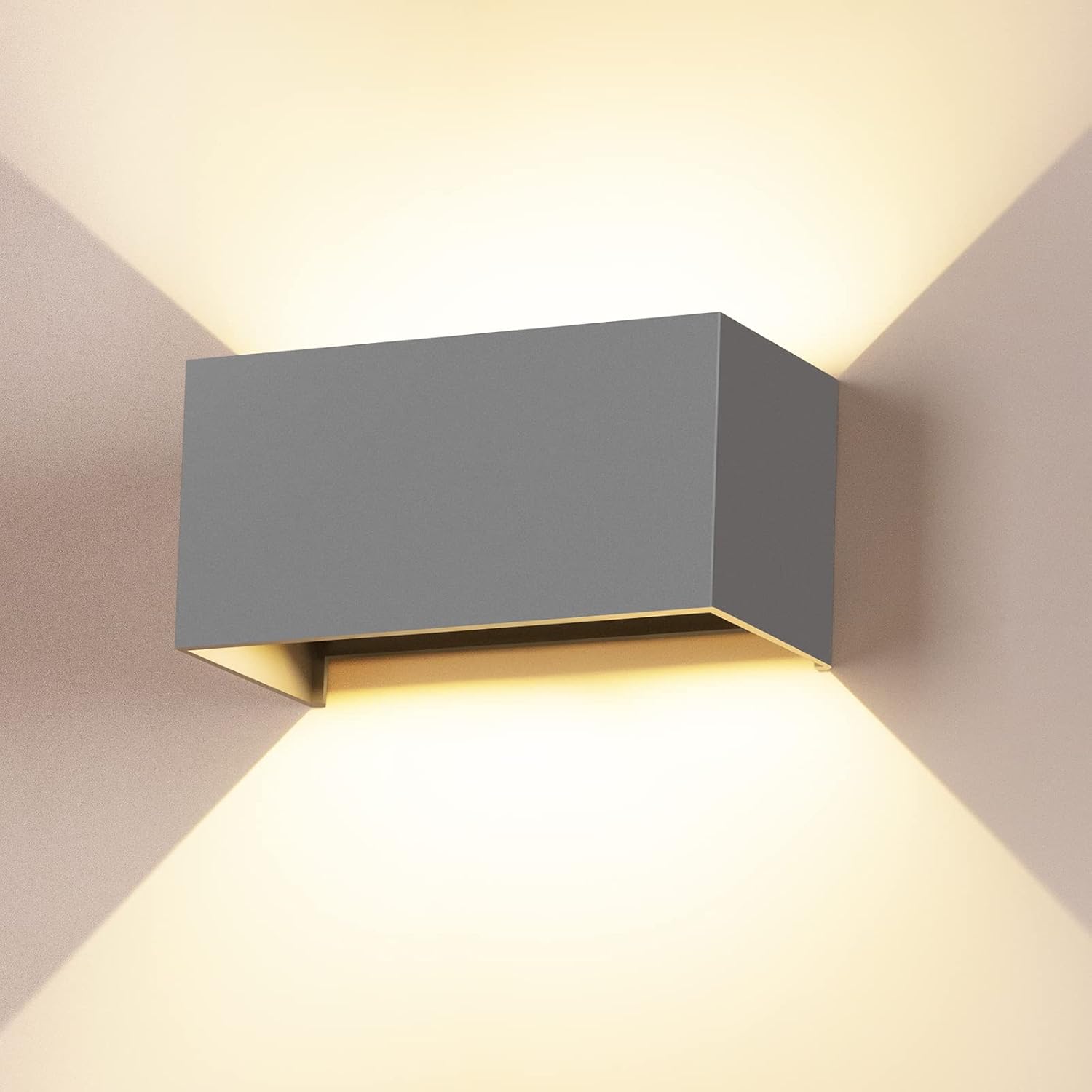 Cwycfw 2 unidades de apliques LED de pared de 24 W para interior/exterior, luz blanca cálida de 3000 K, apliques de pared para exteriores con ángulo de haz ajustable, apliques de pared LED para exteriores, resistentes al agua IP65, color gris.
