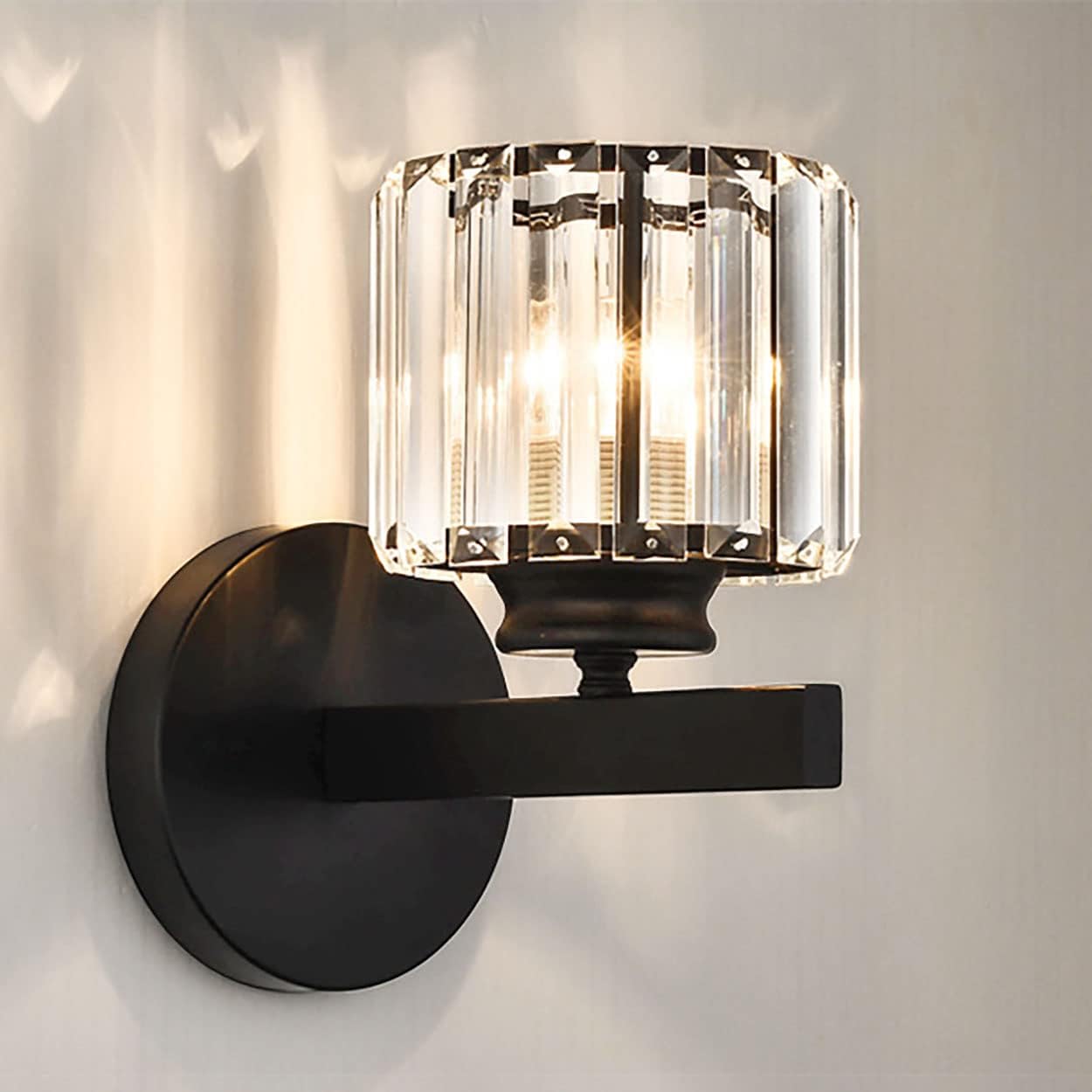 Aplique de pared de cristal retro Sxtiger para interiores, lámpara de pared moderna E27 para dormitorio, lámparas de pared LED de cristal, aplique de pared de cristal negro para sala de estar, pasillo, comedor y recibidor.