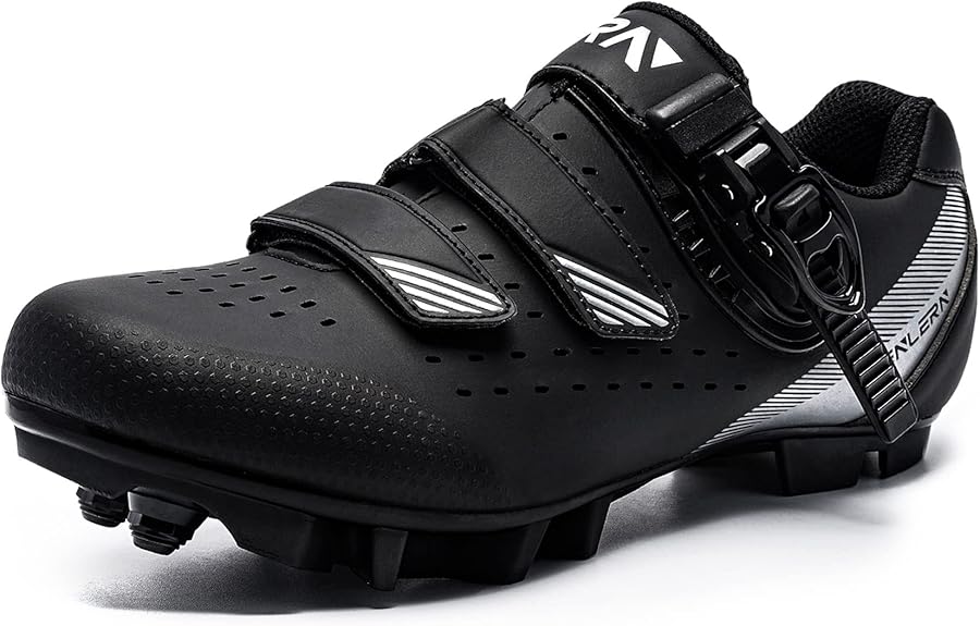 Fenlern Zapatillas MTB Hombre Transpirable Zapatillas Bicicleta de Montaña Suela Rígida Zapatillas Ciclismo MTB Ligera Antideslizante 2 Tornillos Zapatillas de Ciclismo