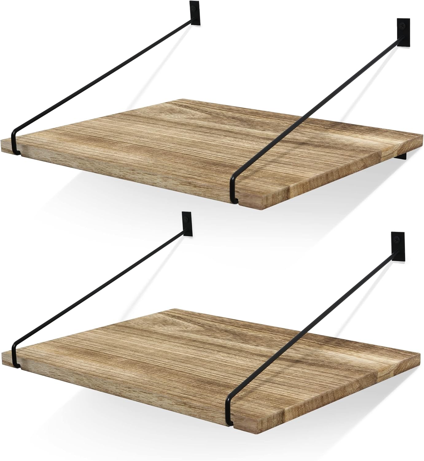 Petrala Estantería de Pared Ancha de Madera Juego de 2 Piezas Estante Colgante Estante Flotante rústico para Cocina, baño, Dormitorio, Sala de Estar, Pasillo