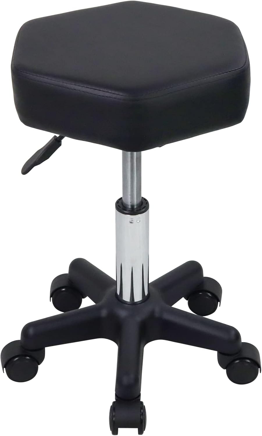 FURWOO Taburete con Ruedas Hexágono Taburete Ajustable en Altura con Ruedas para Masaje de Salón de Spa Negro