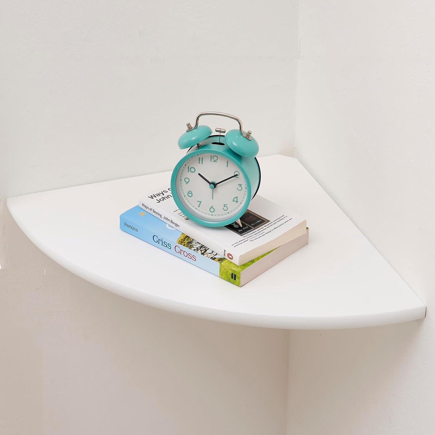 Estante de esquina blanco, estante flotante de madera de roble macizo, estante de exhibición de extremo redondo, altavoz flotante, estante de monitor de enfermería, decoración de pared para cocina, sala de estar, dormitorio de 30 cm