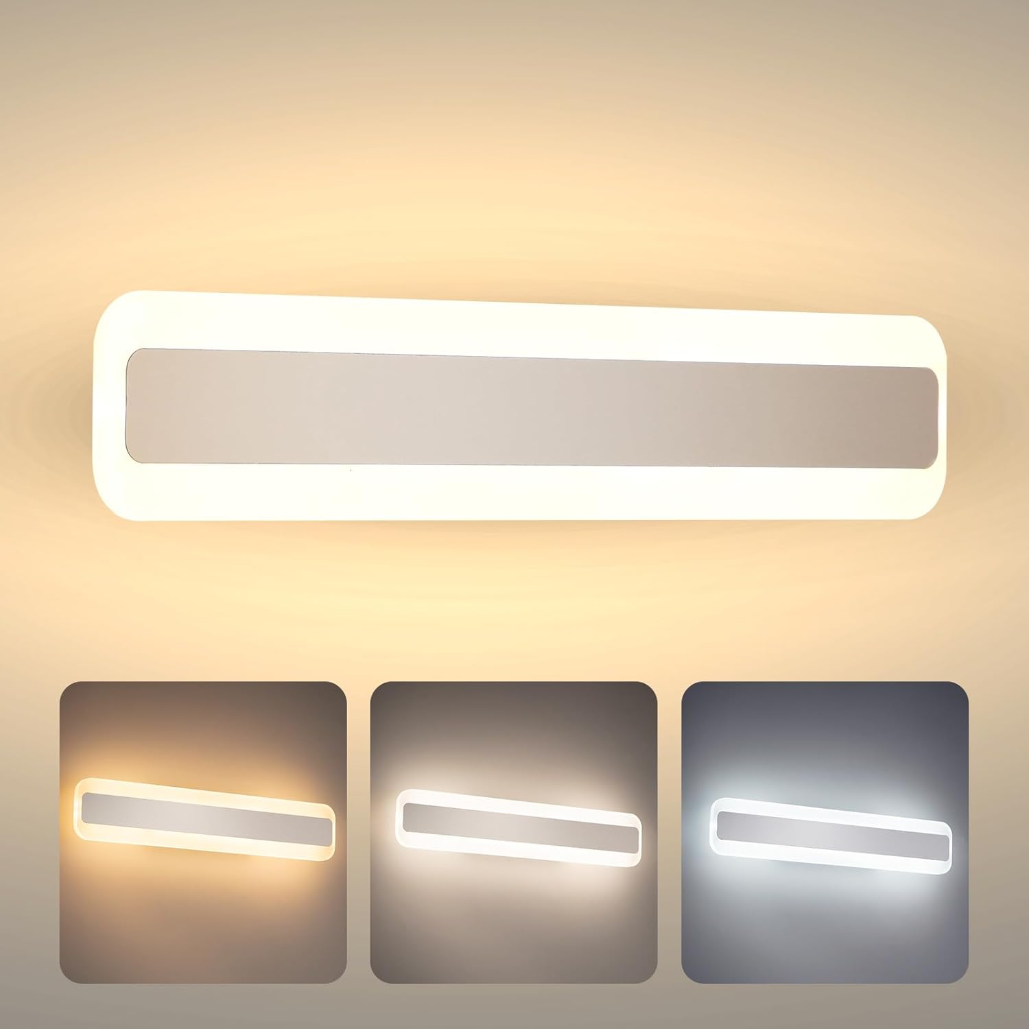 Yafido 14W Lampara Espejo Baño 40cm 1050LM Apliques Espejo Baño Interior LED Blanco Calido 3000K Blanco Neutro 4000K Blanco Frío 6000K Luz Espejo Baño