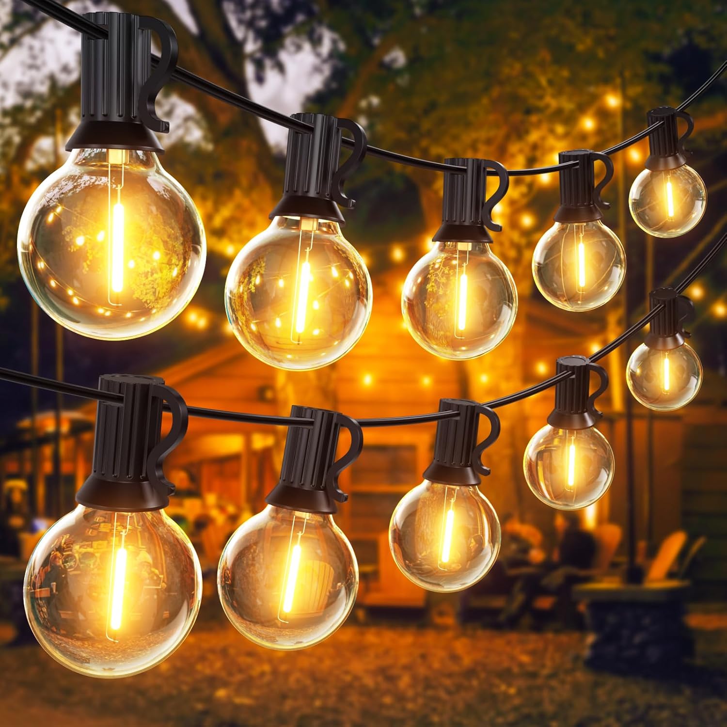 SUWIN Guirnaldas Luces Exterior 30M, Guirnaldas Luminosas de Exterior con 50+2 G40 Globe LED Bombillas Cadena Luces Impermeable Perefcto para Patio, Boda, Navidad