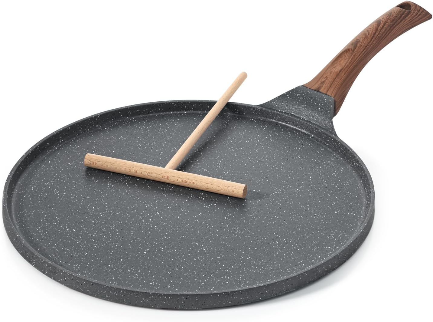 SENSARTE Sartén para crepes Sartén Antiadherente de 30 cm, Sartén para Tortillas, Sartén Plana para Crepes con Recubrimiento Antiadherente de Granito Suizo, Mango de Baquelita, Compatible con inducció