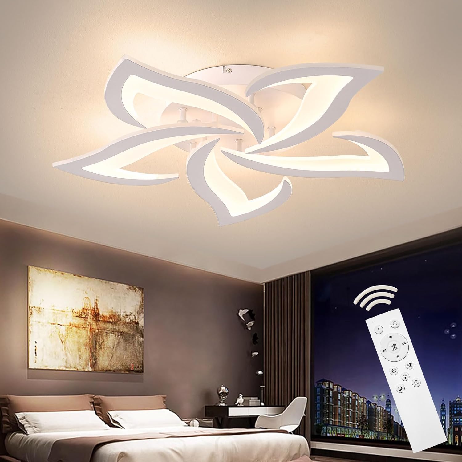 Lámpara LED de techo de 40W (110-265V) con dimensiones de 63 x 63 x 8 cm y un peso de 2 kg. Ofrece 4200 lúmenes y es adecuada para iluminar áreas de 10-20 m². Fabricada con un cuerpo de metal resisten