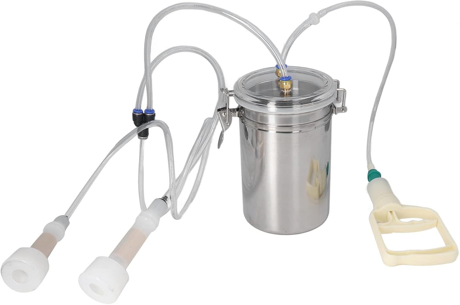 Hztyyier Máquina de Ordeño de Cabra, Máquina de Leche de 2 L, Ordeñador de Cabra Manual, Botella de Acero Inoxidable, Kit de Ordeño Portátil para Granja de Plantas de Leche