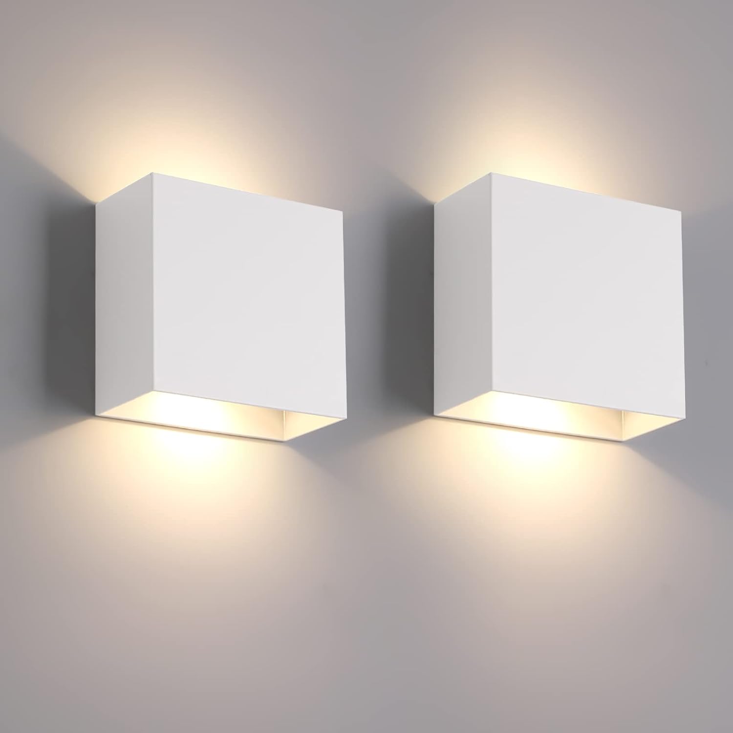 FUPE - Aplique de pared LED para interiores (2 unidades), 12 W, luz blanca cálida, 1200 lm, para salón, dormitorio y pasillo.