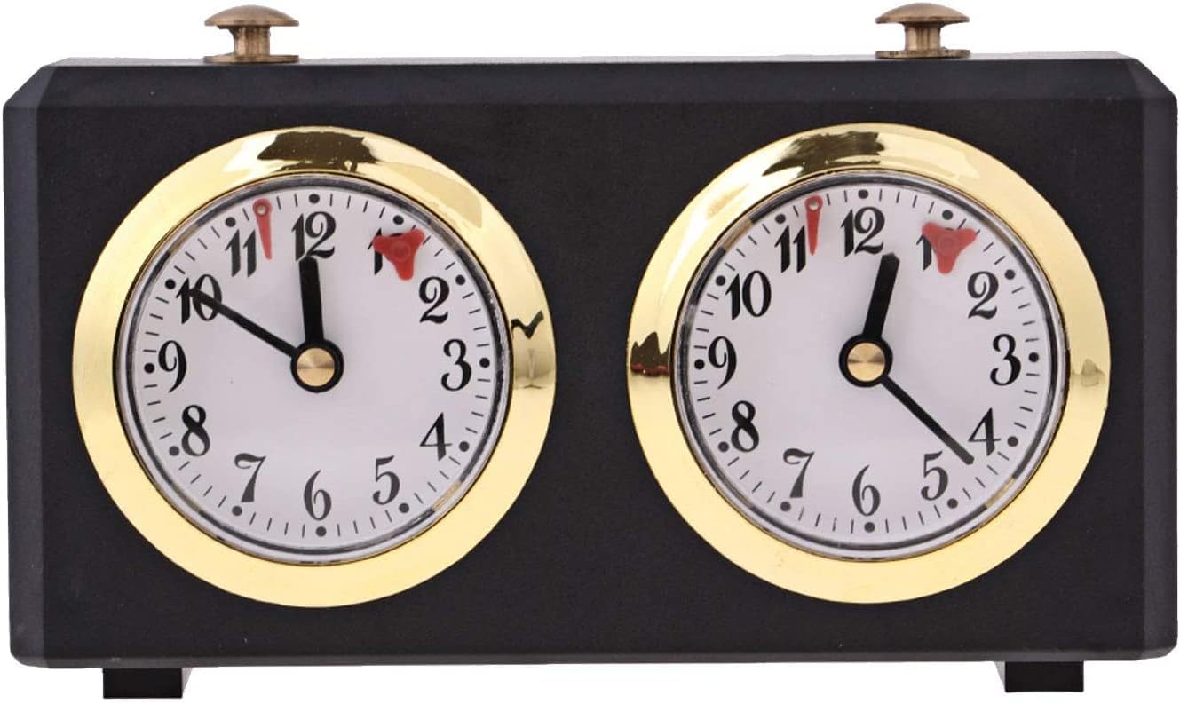 Bekasa Reloj a Cuadros, Temporizador Mecánico para Juego de Mesa, Temporizador Clásico de Madera y Plástico (Negro)