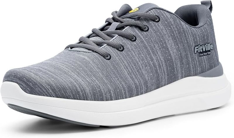 FitVille ArchPower FlyWave - Tenis para correr para hombre, ligeros, transpirables, acolchados, para correr