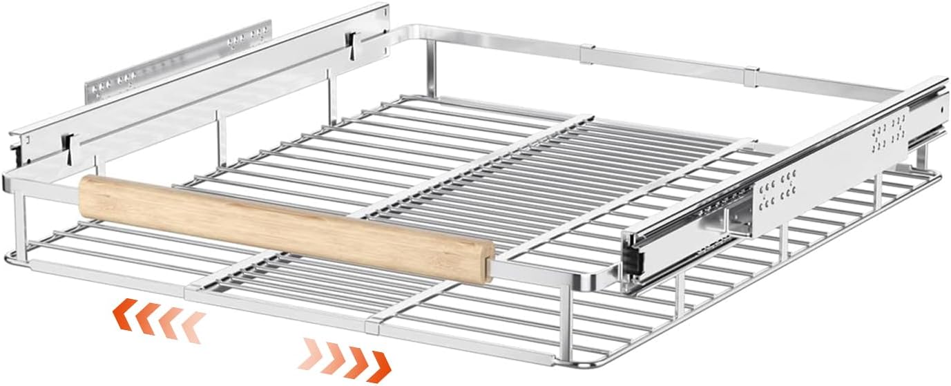 SANNO - Organizador y almacenamiento extensible para armarios de cocina, estante deslizante para debajo del fregadero, estantes expandibles con función deslizante para gabinetes, despensas, ollas y sa