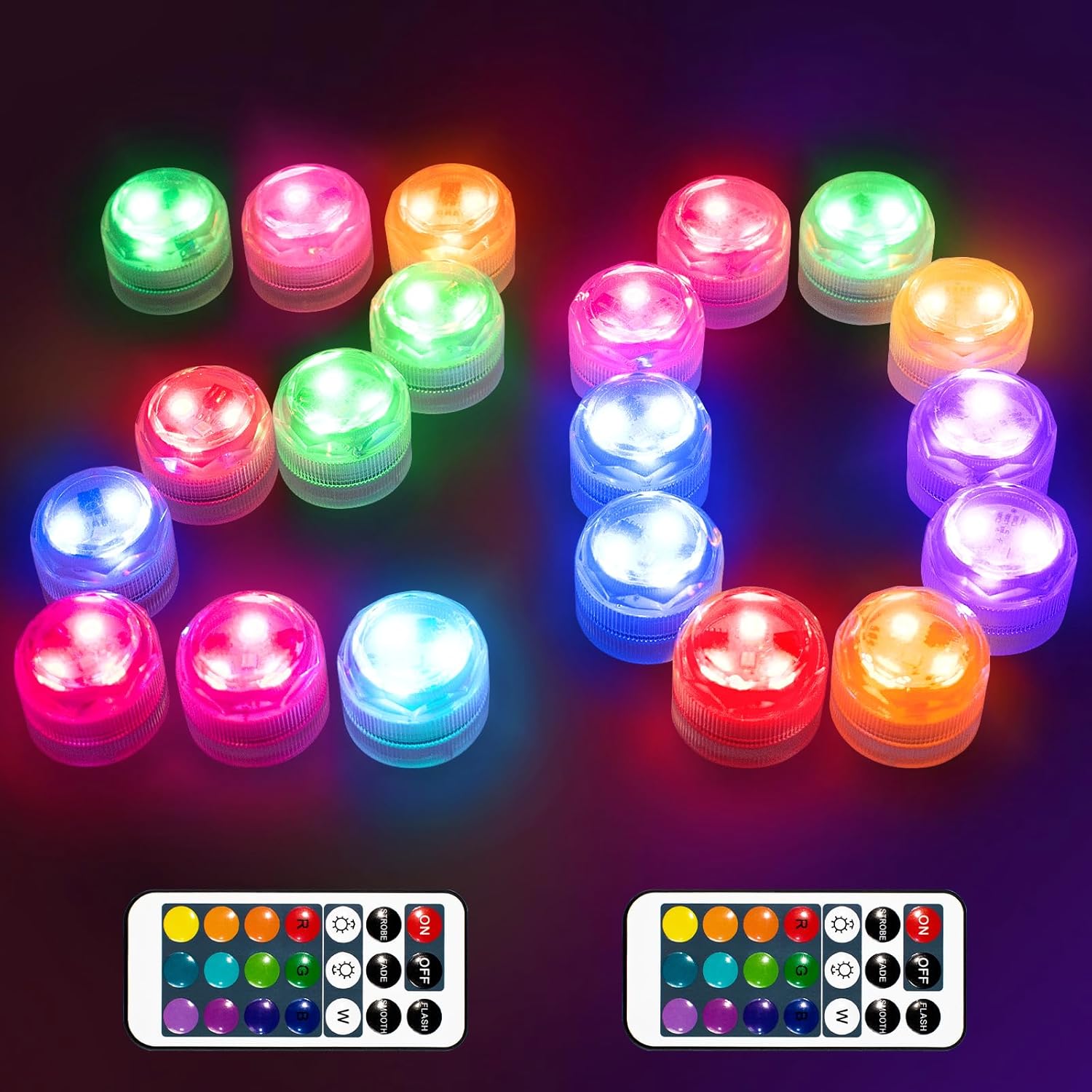 Luces LED sumergibles HL con control remoto, velas sin llama, luces RGB de colores, luces impermeables, luz LED pequeña de acento para jarrones, acuarios, jacuzzis, fiestas, Halloween, decoración de b