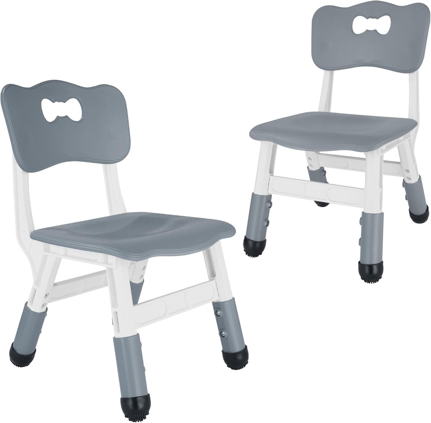 Silla infantil ajustable FUNLIO (paquete de 2), silla para niños pequeños con altura ajustable en 3 posiciones para niños de 3 a 8 años, soporta hasta 100 kg, ideal para aulas y hogares, con certificación CPC - Gris