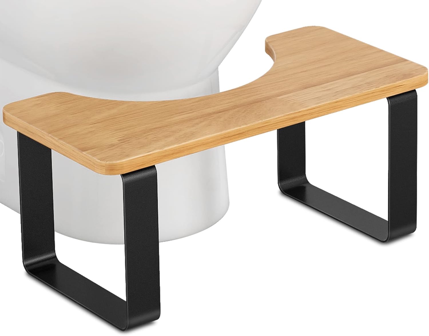 JIAPAIDUO - Taburete de baño de metal y madera, 17,8 cm (7 pulgadas), antideslizante, portátil y saludable, para adultos y niños, color negro mate