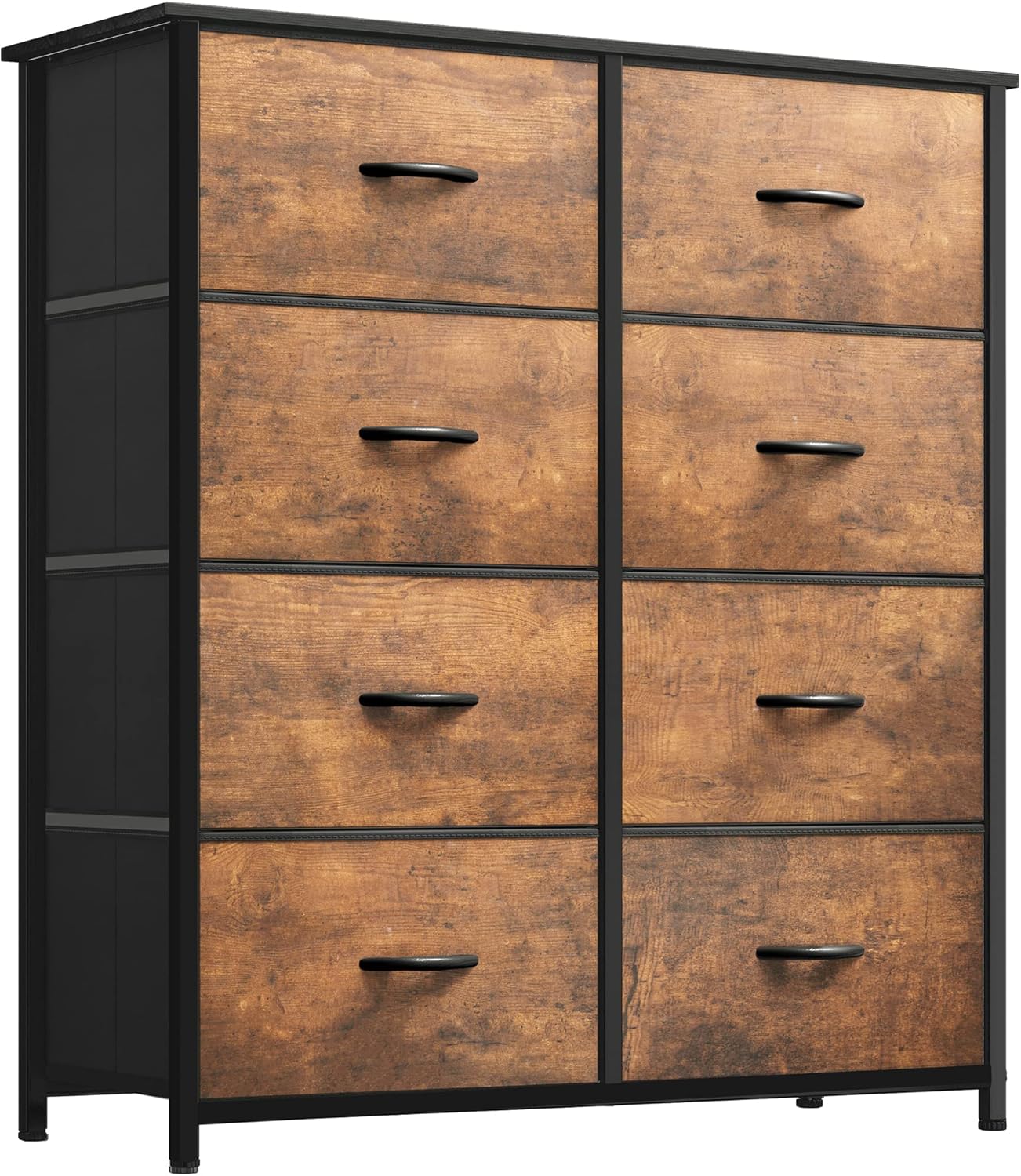 Cómoda de tela YITAHOME de 8 cajones, cómoda de tela para recibidor, ideal para sala de estar, dormitorio y habitación infantil, color marrón rústico.