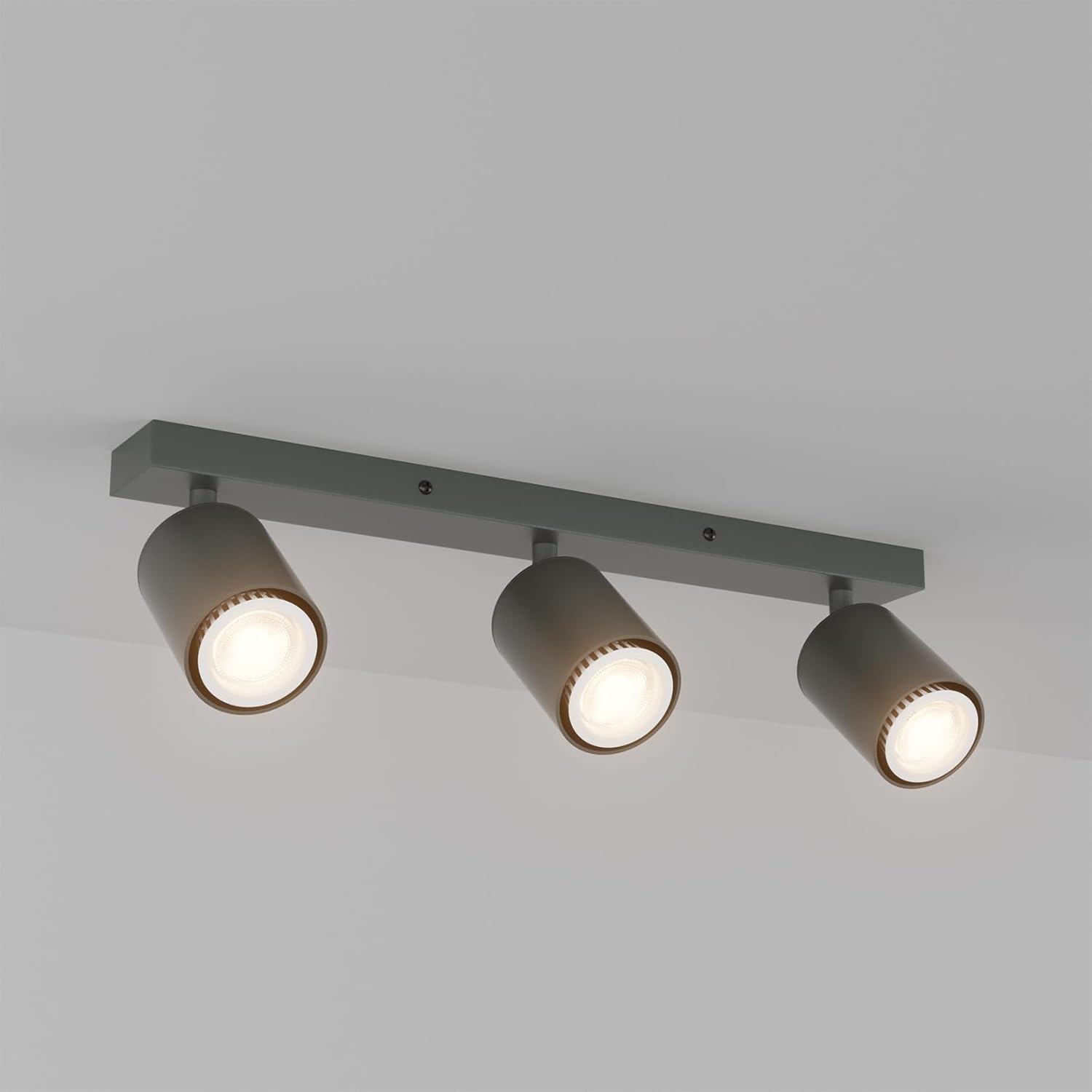 Aipsun Foco de techo 3 focos antracita, foco de techo GU10, lámpara de techo LED orientable 350° GU10, foco de techo para dormitorio, cocina, salón (sin bombilla)