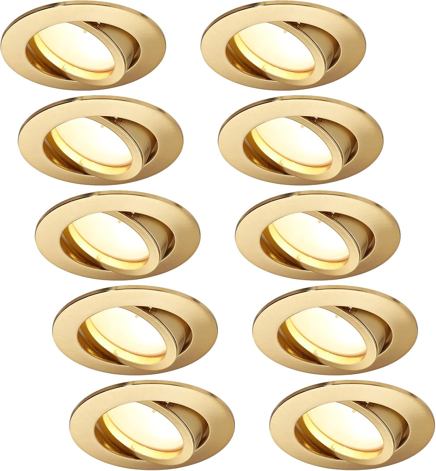 Foco LED empotrable HCFEI, regulable, oro mate, redondo, giratorio, 5 W, plano, 230 V, orificio de 68 mm, ángulo de haz de 120°, blanco neutro 4000 K (paquete de 10)