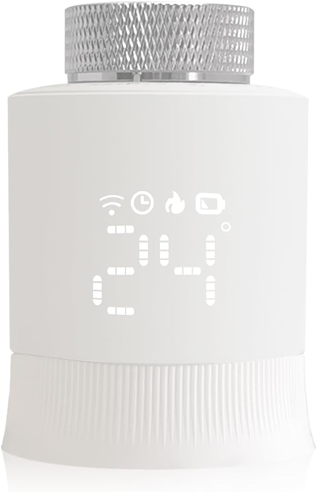 Termostato inteligente para radiador KETOTEK con wifi, termostato Zigbee para calefacción inteligente con aplicación Tuya, control de Alexa y Google Assistant. Producto adicional (se requiere concentr