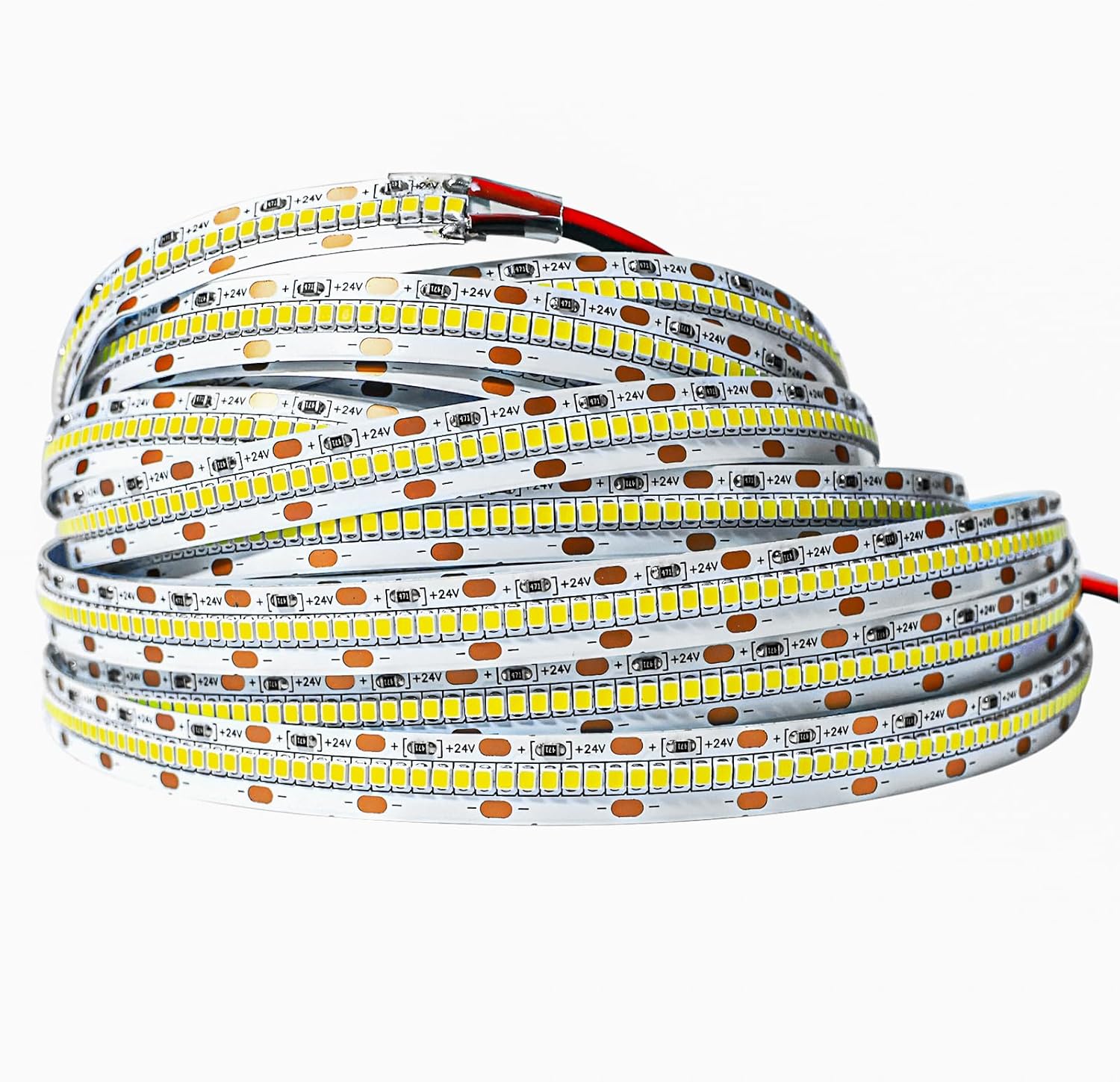 Tira de luces LED Tesfish de 24 V, blanco natural 4000 K, versión Pro, superbrillante, 5 m, 2025 IP20, 420 LED/m, 2100 LED en total, para dormitorio, estanterías y decoración de cocina.