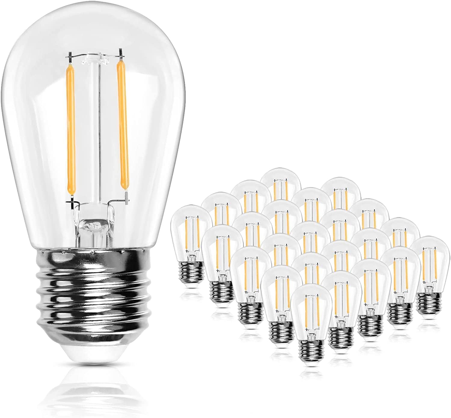 BRIMAX E27 LED blanco cálido, S14 bombilla de plástico E27 2W reemplaza lámparas LED de plástico de 20 vatios, 230V para guirnaldas de luces, candelabros, lámparas de noche, bombillas LED de 2700K est