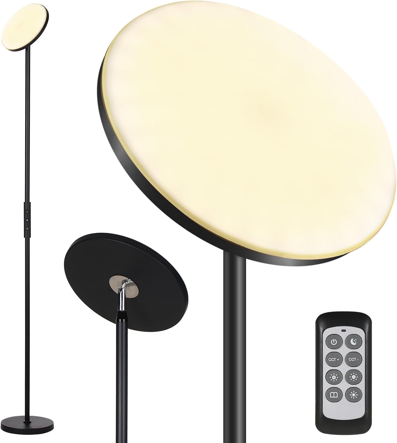 Foco de techo LED regulable Neoglint, 30 W, 3000 lm, lámpara de pie para salón, 3 temperaturas de color, función de memoria, con mando a distancia y botón, ideal para salón y dormitorio.