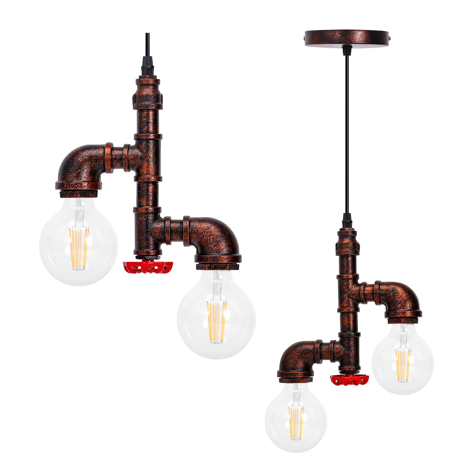 Lámpara colgante industrial retro KAWELL, lámpara colgante vintage de hierro estilo art déco con base E27, 60 W máx., para loft, cafetería, bar, restaurante y cocina.