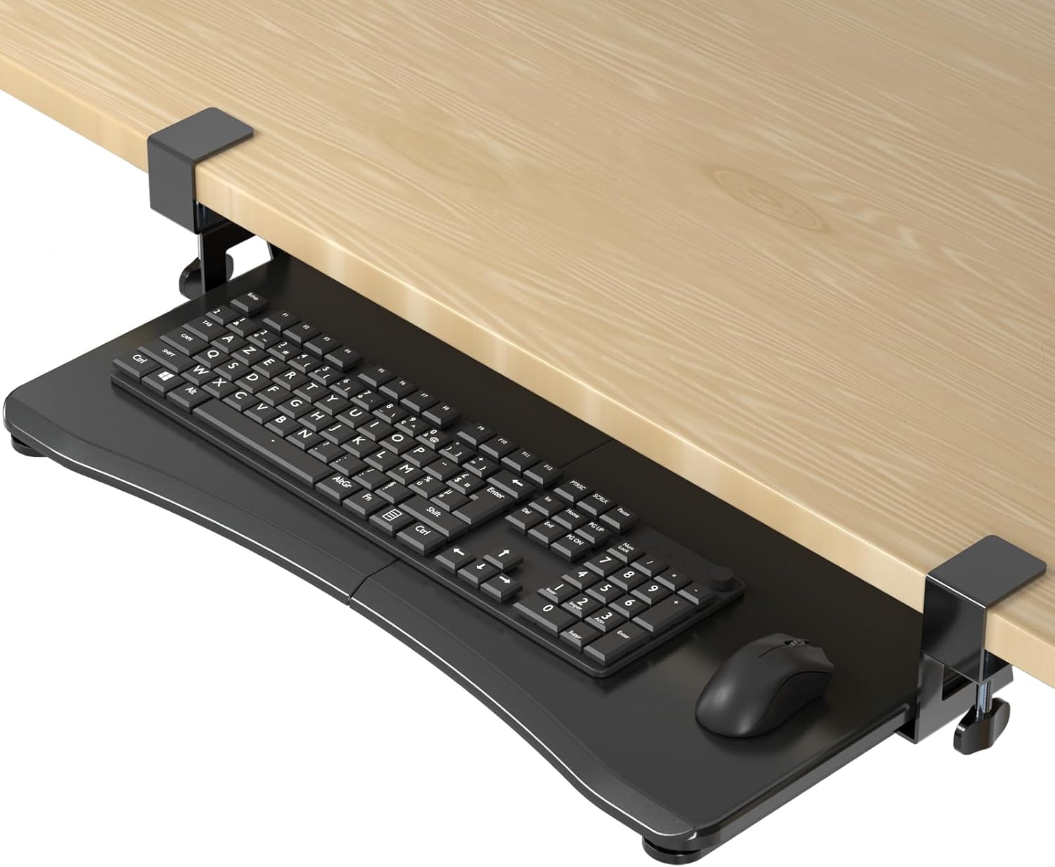 suptek Plataforma para Teclado, Bandeja Teclado Bajo Mesa con Abrazadera C, 650 x 300 mm Soporte Teclado Ordenador Extensible para Computadora - DSF1