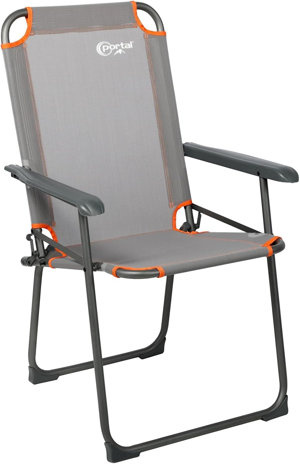 Portal Silla de camping plegable plegable para camping, hasta 100 kg, ligera, silla de pesca, silla de playa, plegable, respaldo alto, para exterior, jardín, festival, color gris
