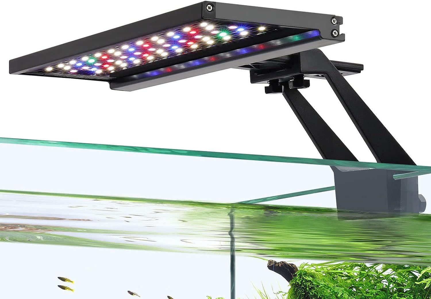 Lámpara LED Hygger de espectro completo con clip para acuario, 14 W, temporizador dual día/noche, luz para acuario con simulación de amanecer, día, atardecer y luna, temporizador ajustable con 9 colores para acuarios plantados.