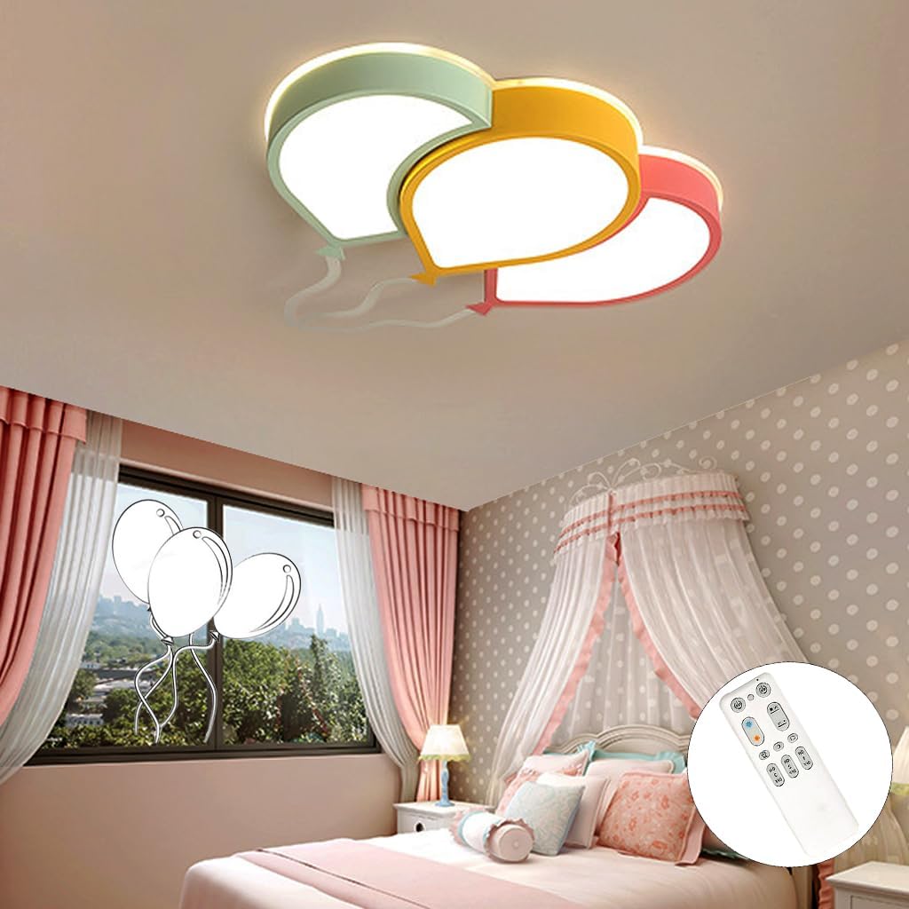 Lámpara de techo LED moderna y creativa PANNN con diseño de globos coloridos para guardería infantil, 36 W, 220 V, 2700 K-6500 K, regulable, de montaje empotrado, ideal para habitaciones infantiles, guarderías y dormitorios.