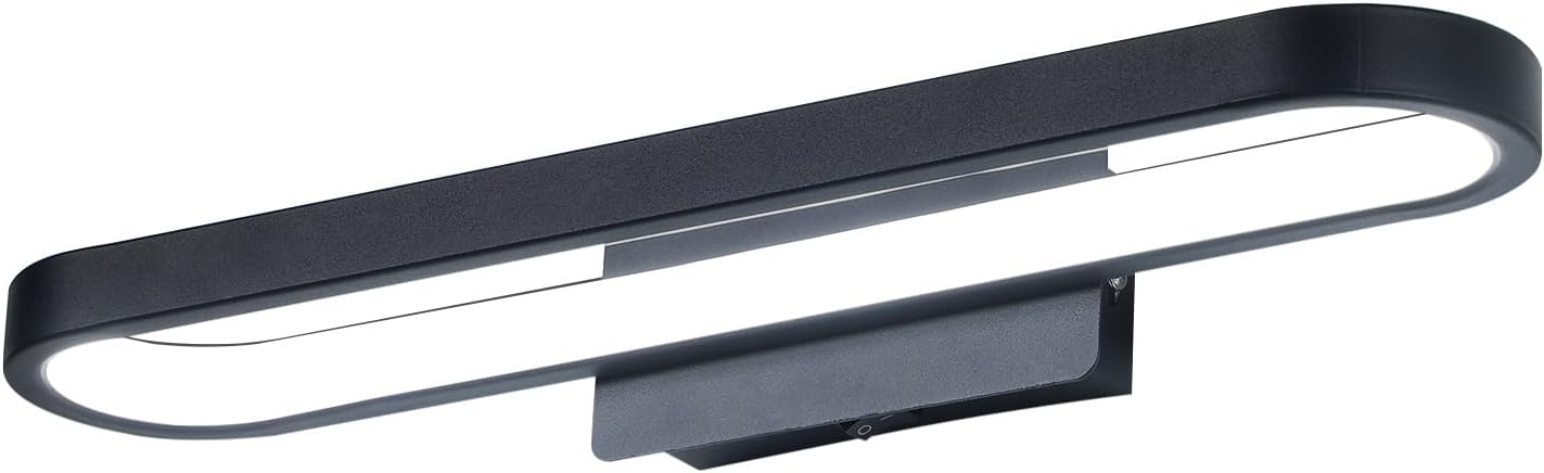 Lámpara de baño de espejo de 40 cm, potencia de 12W, CRI>80%. Fabricada en aluminio y silicona con clasificación IP44. Luz blanca fría 6000K y 1100 lúmenes. Instalación sencilla en 3 pasos, interrupto