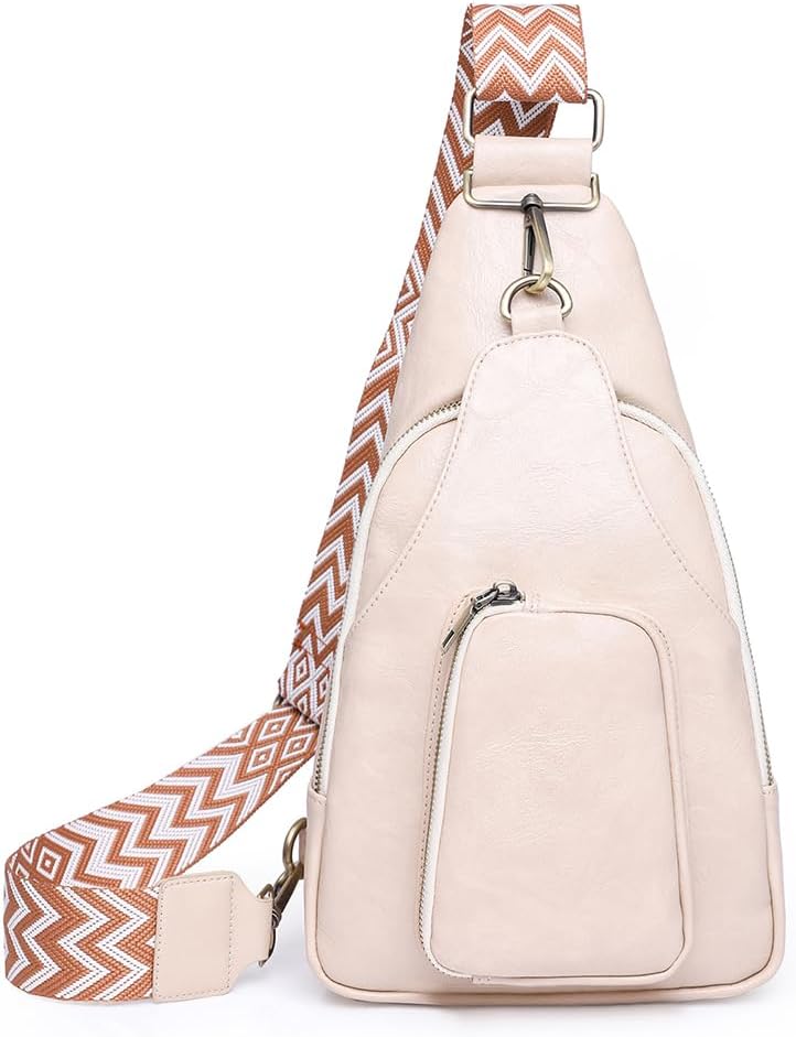 McBecdy Mujer Sling Bag Women Pu Mujer Casual Bolso de Pecho de Piel Sintética Impermeable Bolso Cruzado para Senderismo Viaje Outdoor Trabajo Deportes