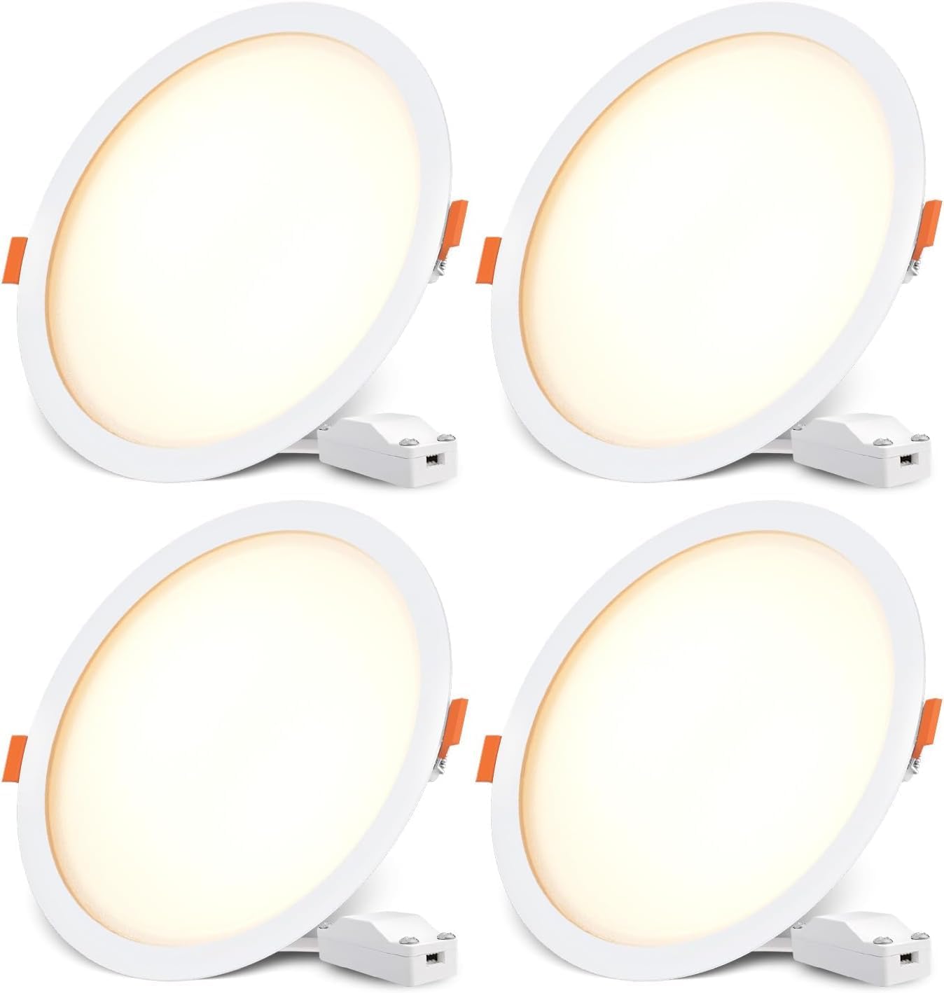 Foco empotrable LED LVWIT de 230 V, plano, 24 W, para baño, para techo, blanco cálido (3000 K), blanco neutro (4000 K), blanco frío (6500 K), para baño, cocina, salón, 50 mm, juego de 4