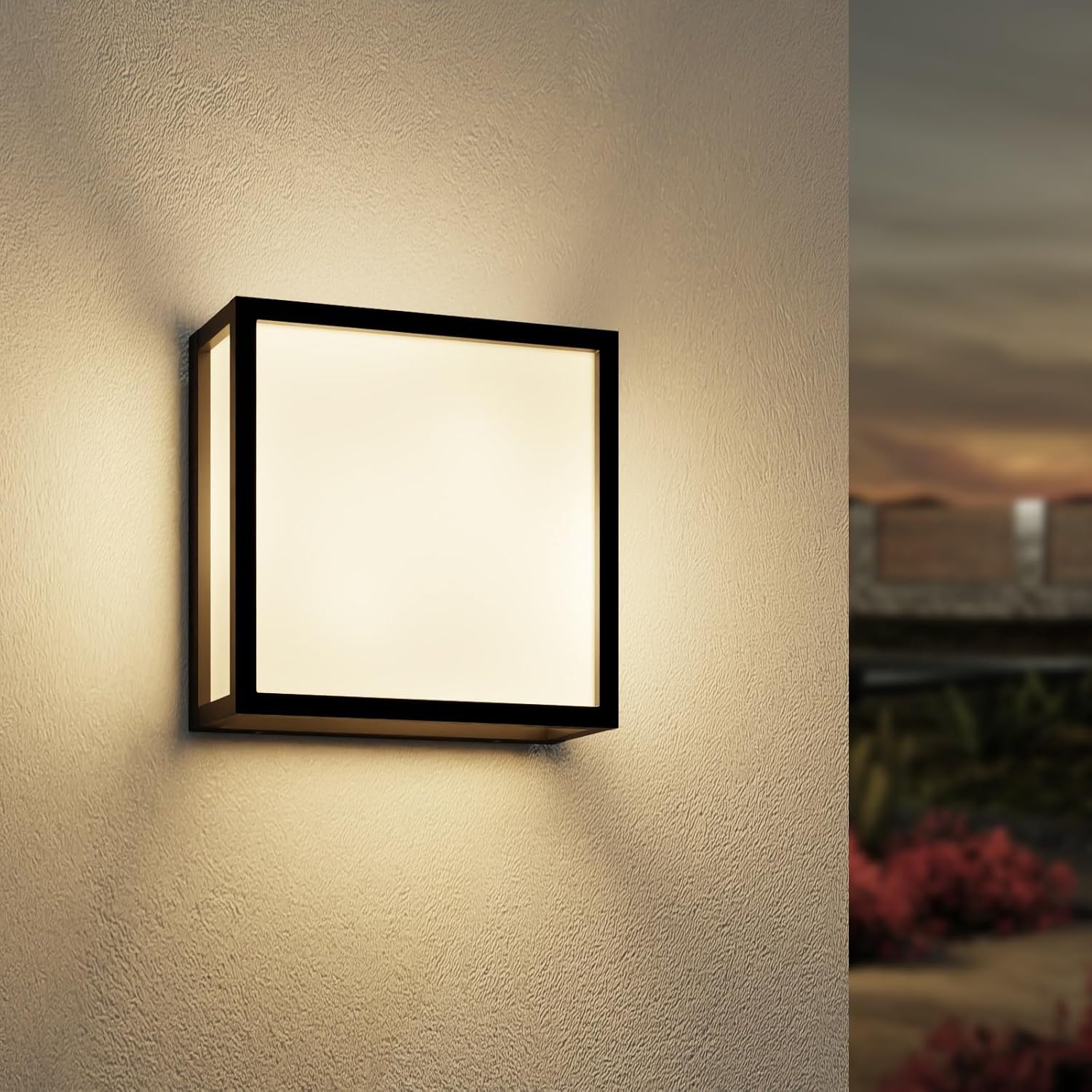 Aplique de exterior EBION E27 de 40 W, moderno aplique de aluminio para exterior, impermeable IP54, cuadrado, color antracita (bombilla no incluida).