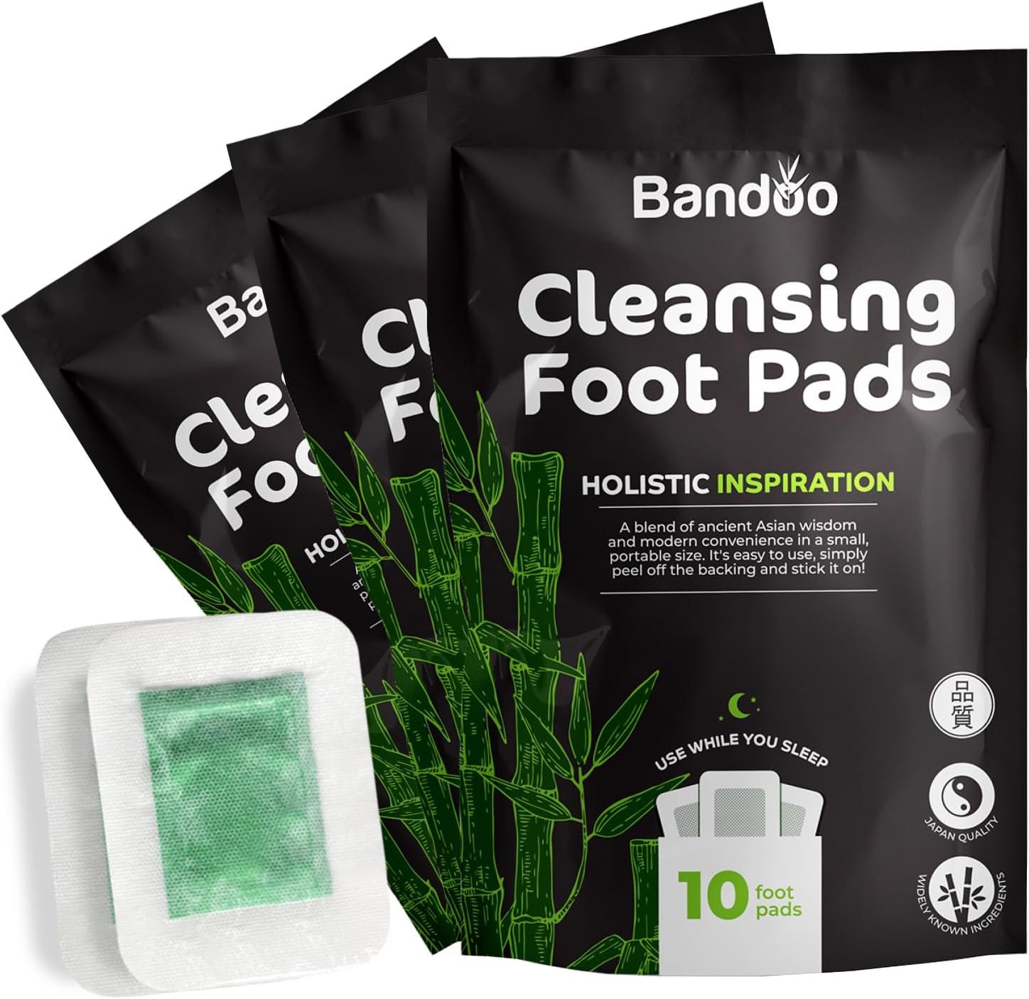 Bandoo Detox Almohadillas para pies para desintoxicación y pérdida de peso - Apósitos japoneses para una limpieza profunda natural - Apósitos desintoxicantes para pies con ingredientes activos probado