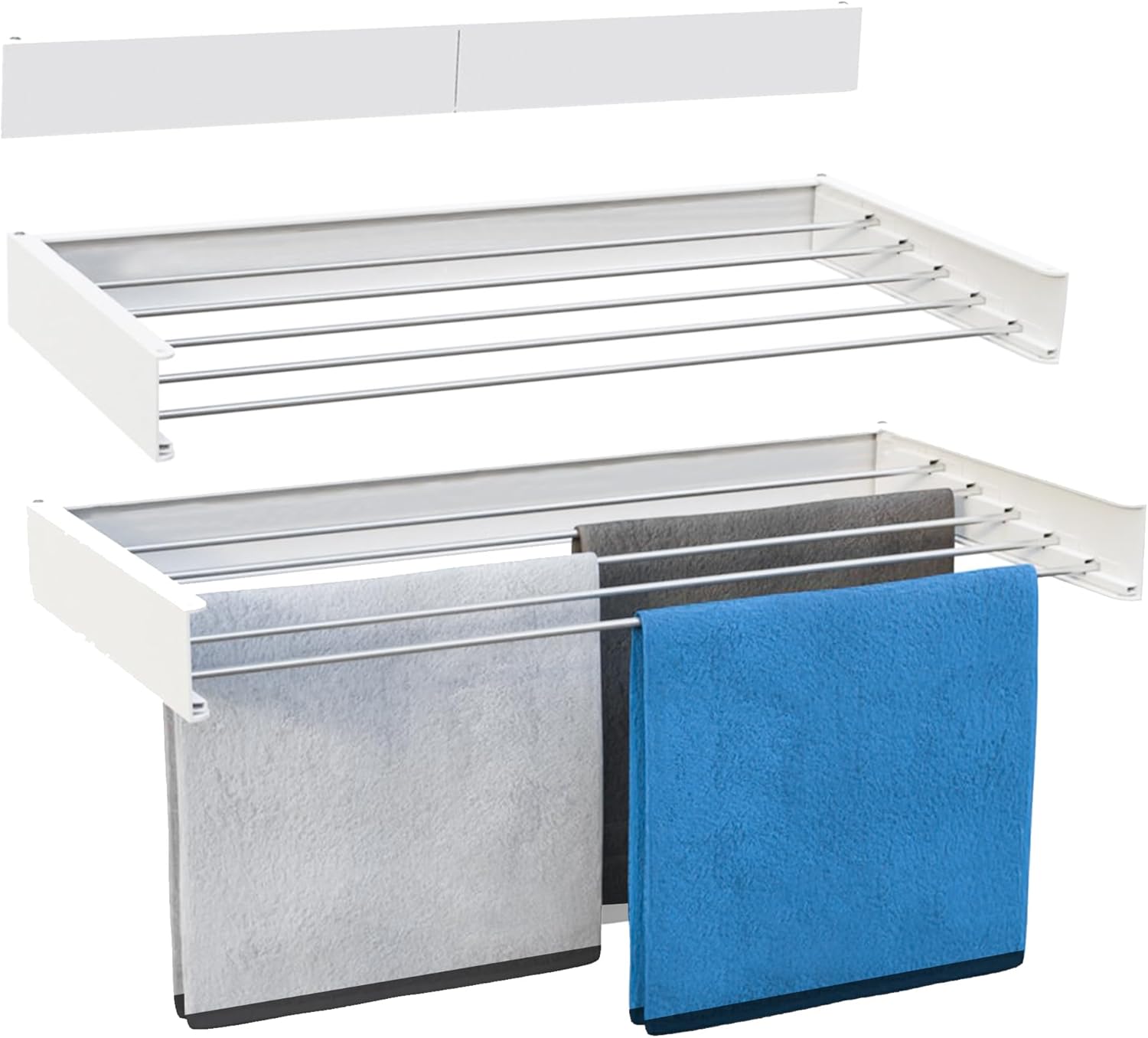 Tendedero mural Vonia de 80 x 40 cm – Tendedero plegable de aluminio con 4 m de longitud de secado – Blanco