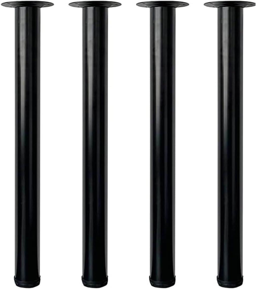 Patas de mesa Jahof de metal negro de 60 cm, patas de tubo redondo de acero de Ø50 mm, patas de mueble regulables en altura, patas de mesa ajustables para mesa de comedor, mesa de centro y mesa de té,