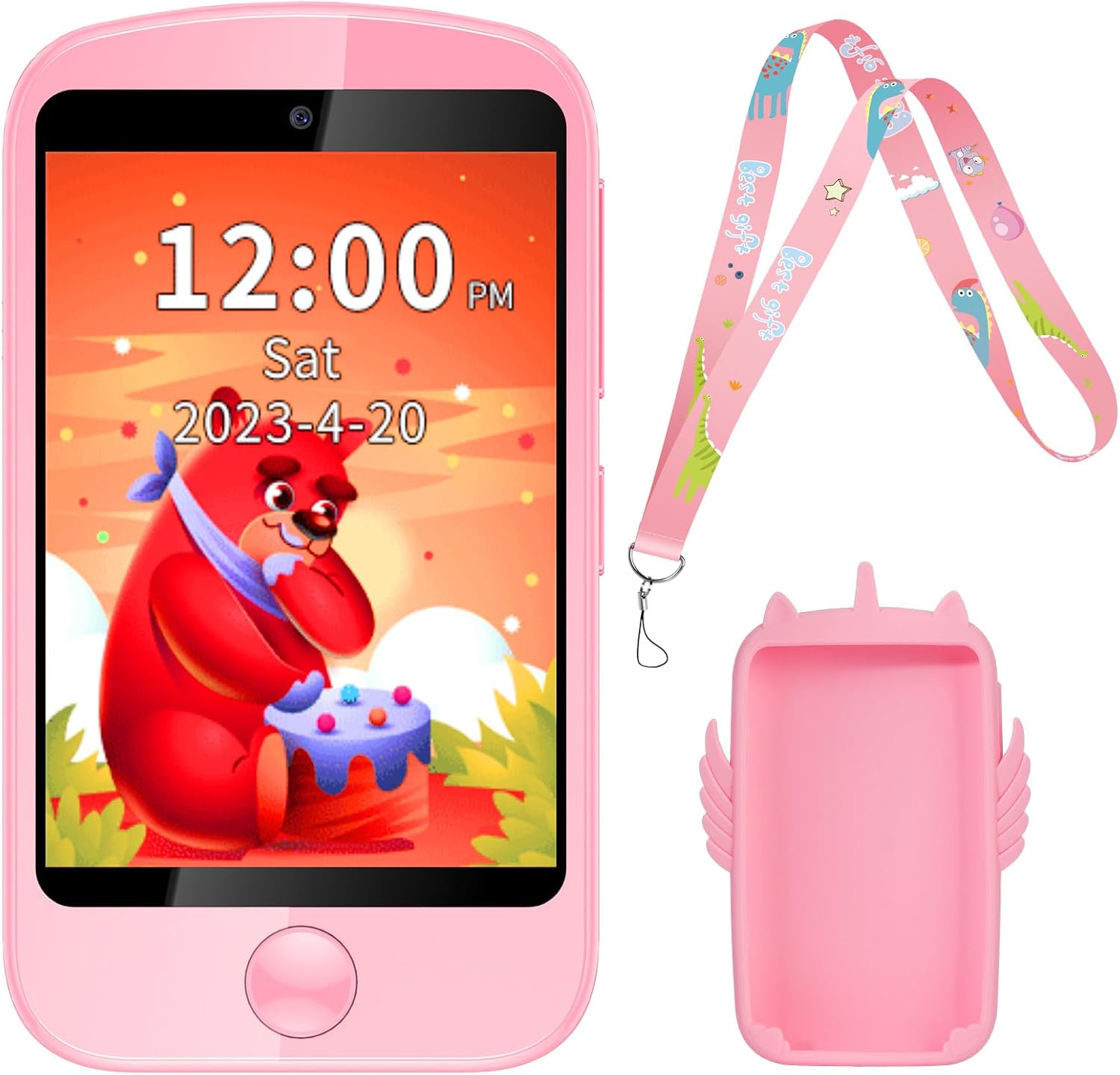 ele ELEOPTION Teléfono Móvil Infantil con 19 Juegos de Aprendizaje, Smartphone con Pantalla Táctil de 2,8 Pulgadas con Llamadas SOS Cámara MP3 Calculadora Podómetro, Teléfono Móvil Infantil para Niños, Funda Blanca, y movil negro